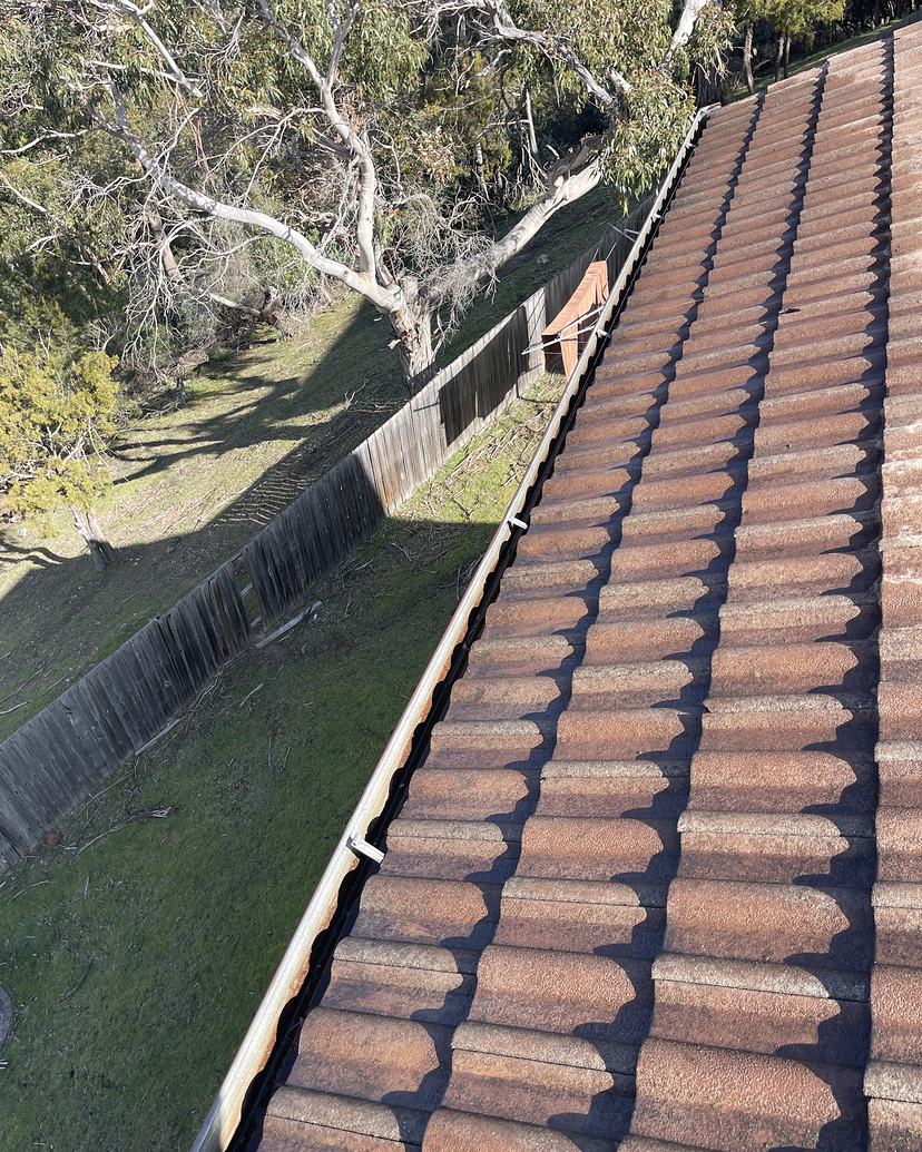 The same Lenah Valley gutter cleared after cleaning